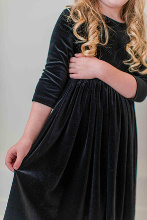 Black Velvet Twirl Dress-Mila & Rose ®