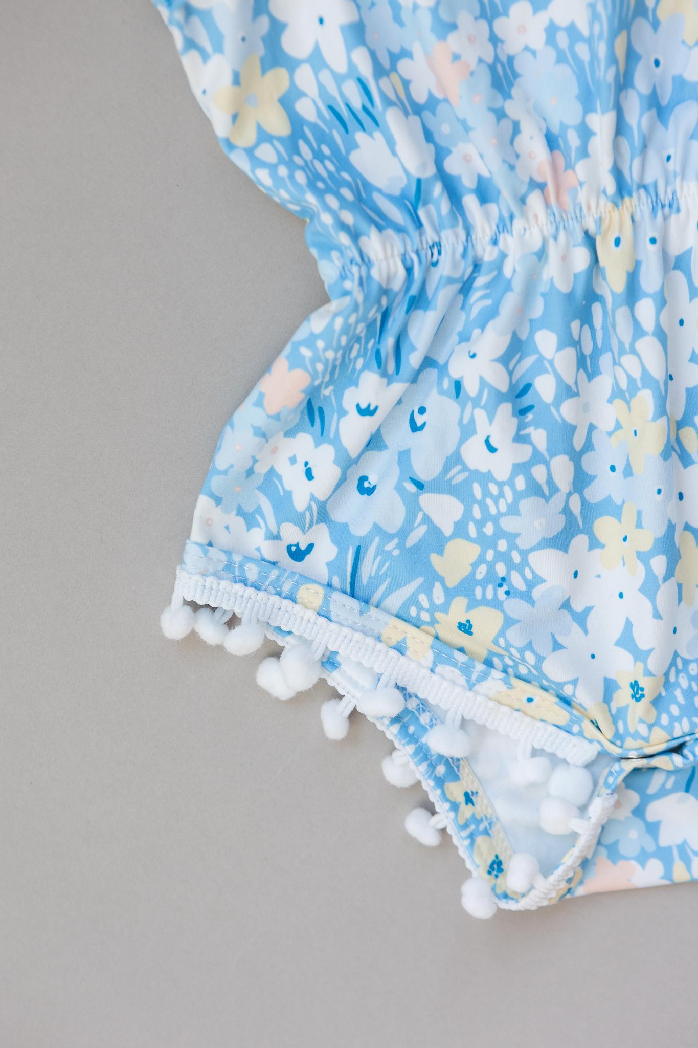 Blooming in Blue Pom Pom Romper-Mila & Rose ®