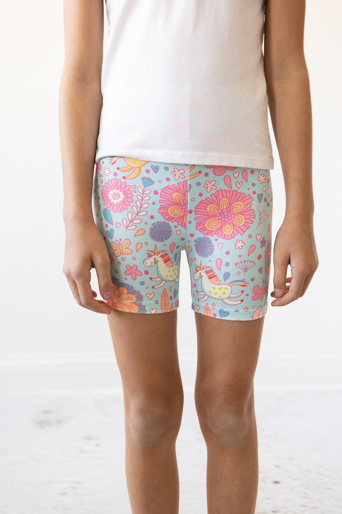 Blue Retro Unicorns Twirl Shorts-Mila & Rose ®