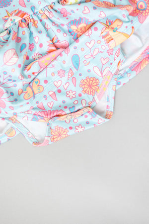 Blue Retro Unicorns S/S Twirl Bodysuit-Mila & Rose ®