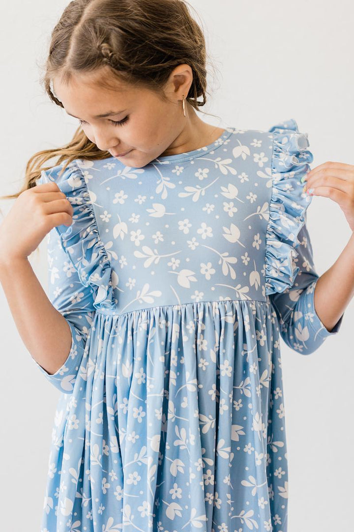 Bluebell 3/4 Sleeve Ruffle Twirl Dress-Mila & Rose ®