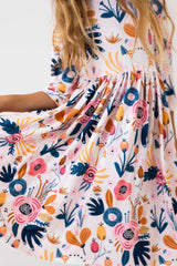 Blush Peony 3/4 Sleeve Pocket Twirl Dress-Mila & Rose ®