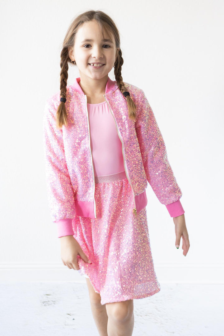 Bubblegum Pink Sequin Twirl Skort-Mila & Rose ®