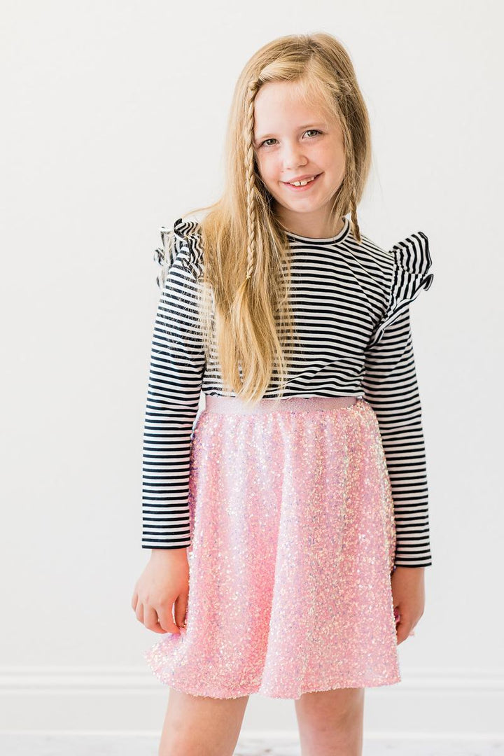 Bubblegum Pink Sequin Twirl Skort-Mila & Rose ®