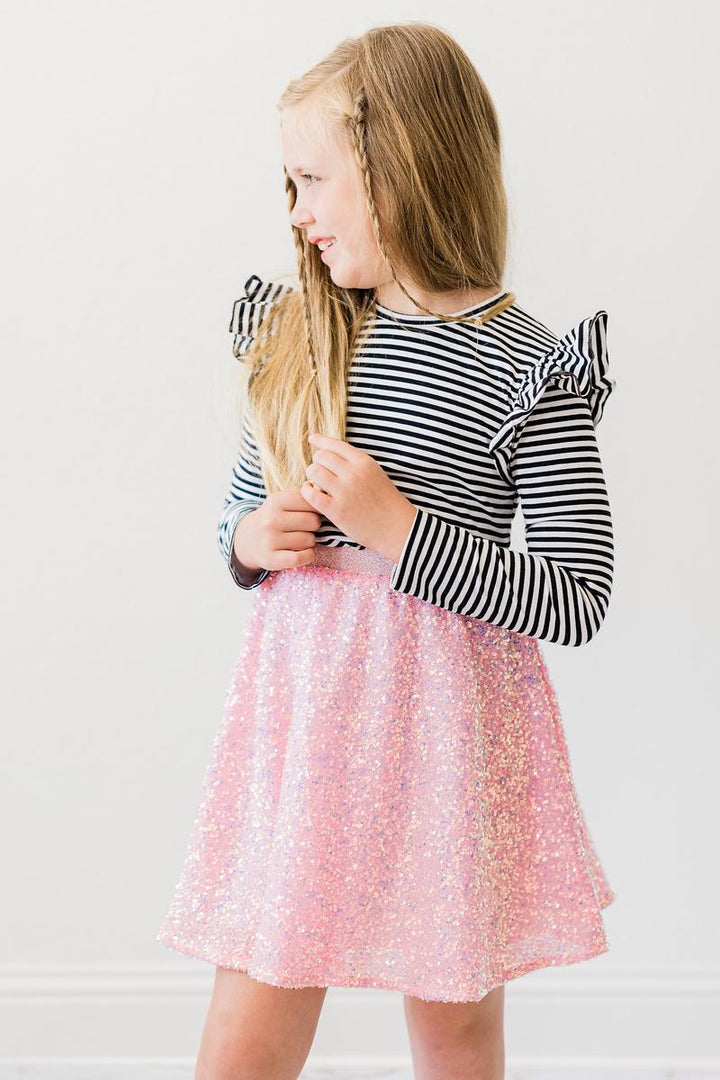 Bubblegum Pink Sequin Twirl Skort-Mila & Rose ®