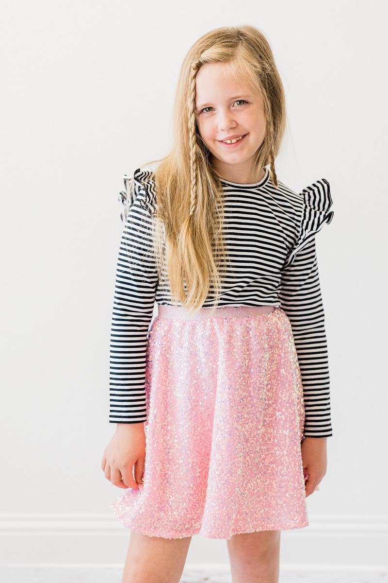 Bubblegum Pink Sequin Twirl Skort | Mila & Rose