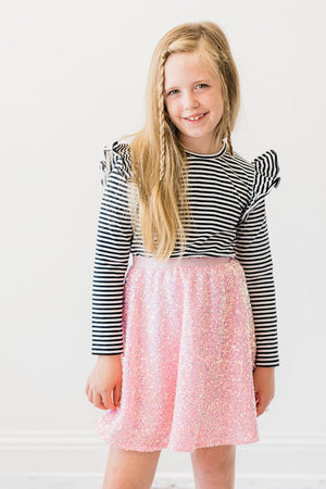 Bubblegum Pink Sequin Twirl Skort-Mila & Rose ®