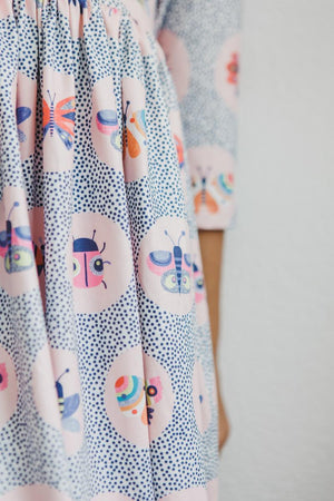 Butterfly Effect 3/4 Sleeve Pocket Twirl Dress-Mila & Rose ®