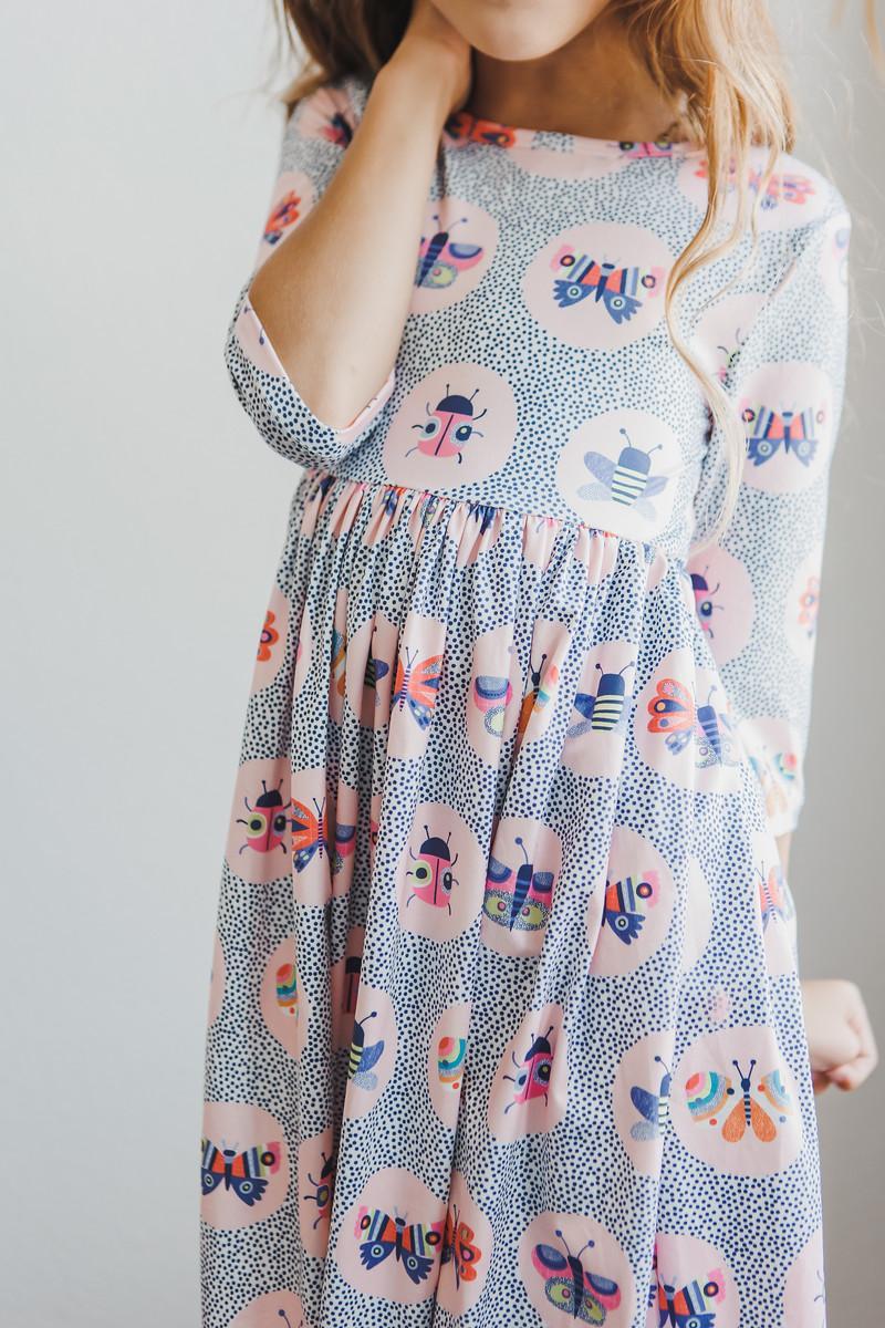 Butterfly Effect 3/4 Sleeve Pocket Twirl Dress-Mila & Rose ®