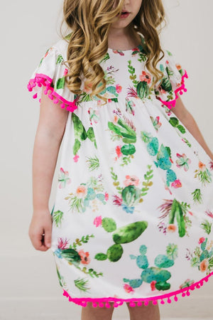 (L) Cute Cactus Pom Pom Dress-Mila & Rose ®