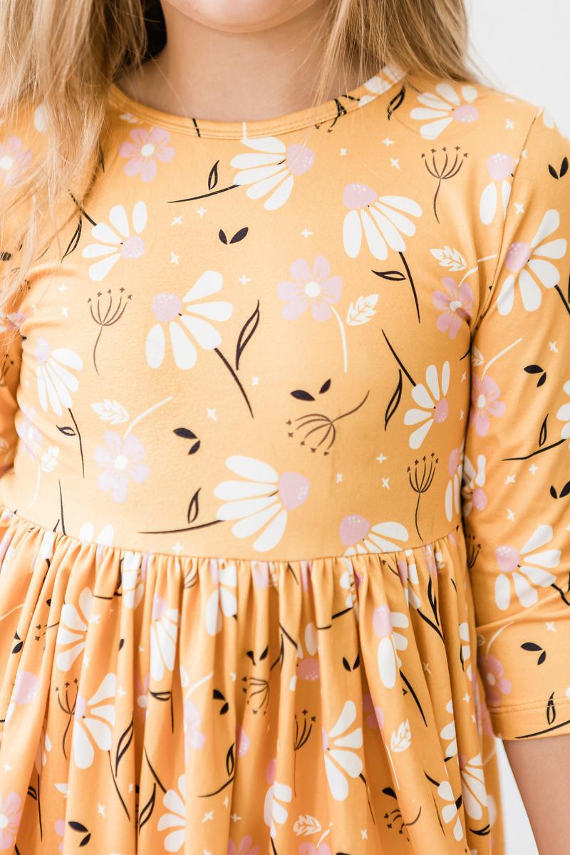 Dandelions in Fall 3/4 Sleeve Pocket Twirl Dress-Mila & Rose ®