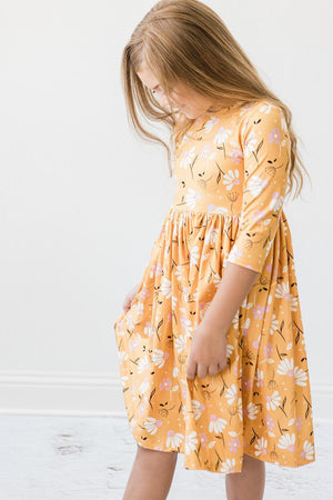 Dandelions in Fall 3/4 Sleeve Pocket Twirl Dress-Mila & Rose ®