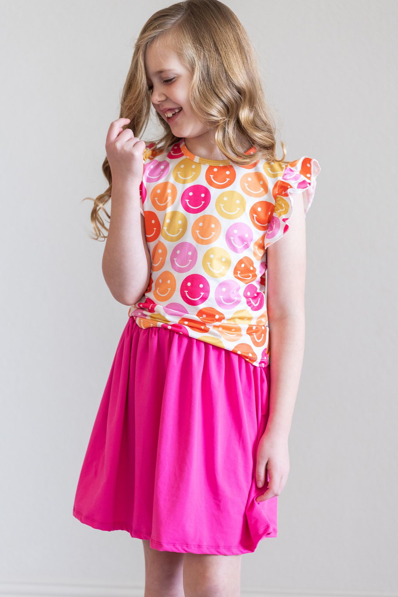 Don't Worry, Be Hippy S/S Ruffle Tee-Mila & Rose ®