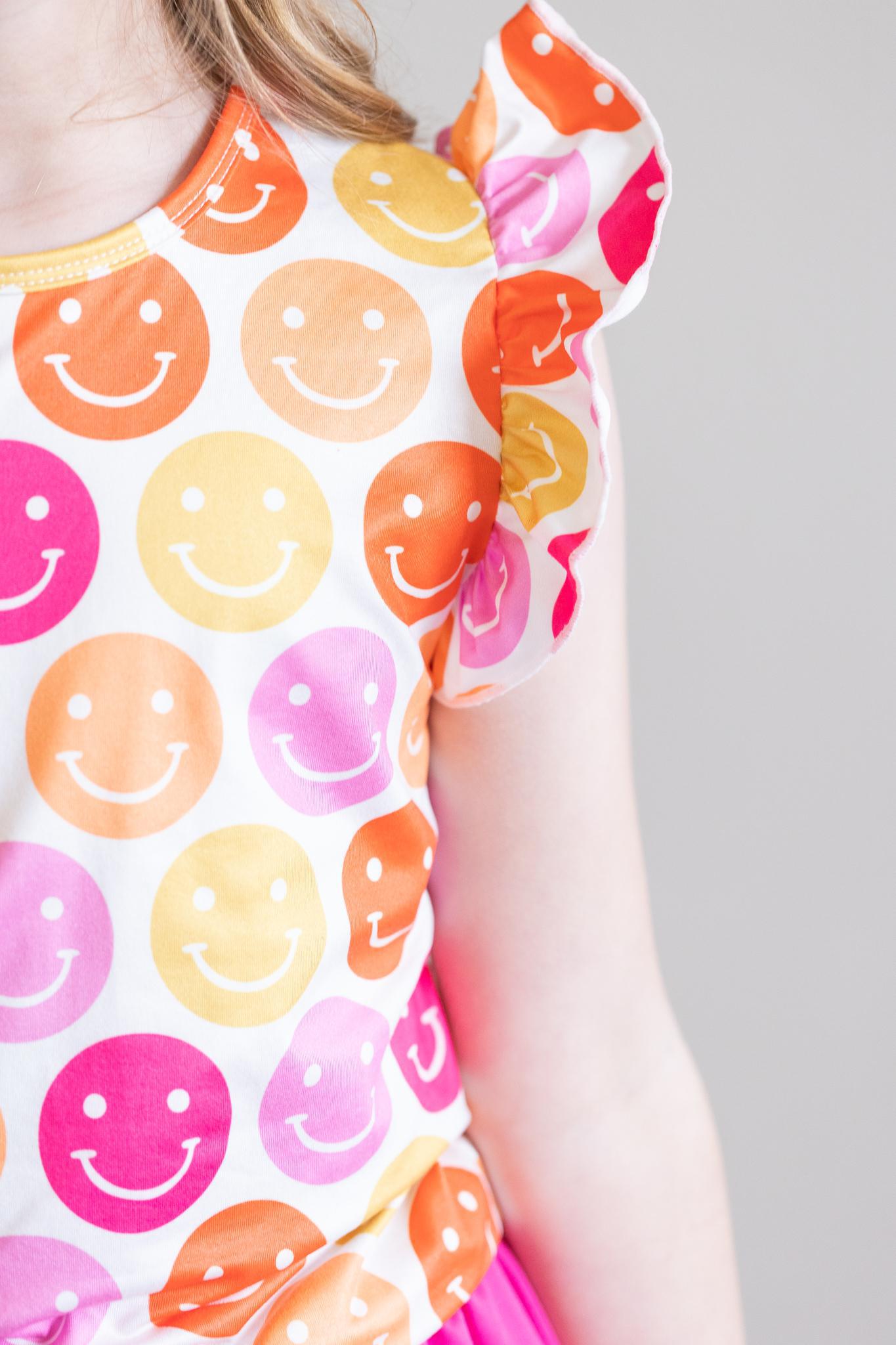 Don't Worry, Be Hippy S/S Ruffle Tee-Mila & Rose ®