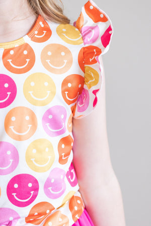 Don't Worry, Be Hippy S/S Ruffle Tee-Mila & Rose ®