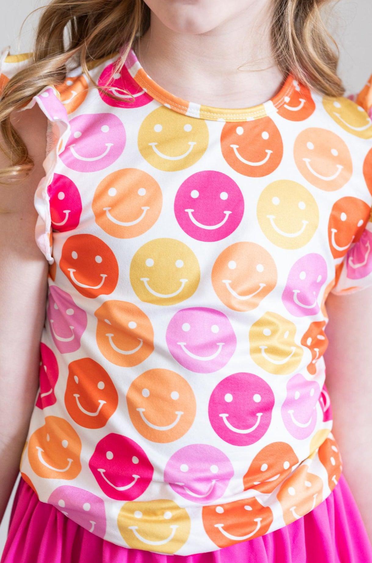 Don't Worry, Be Hippy S/S Ruffle Tee-Mila & Rose ®