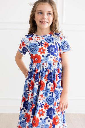 Happy 4th Floral Floral S/S Pocket Twirl Dress-Mila & Rose ®