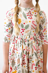 Holly Jolly Christmas 3/4 Sleeve Pocket Twirl Dress-Mila & Rose ®