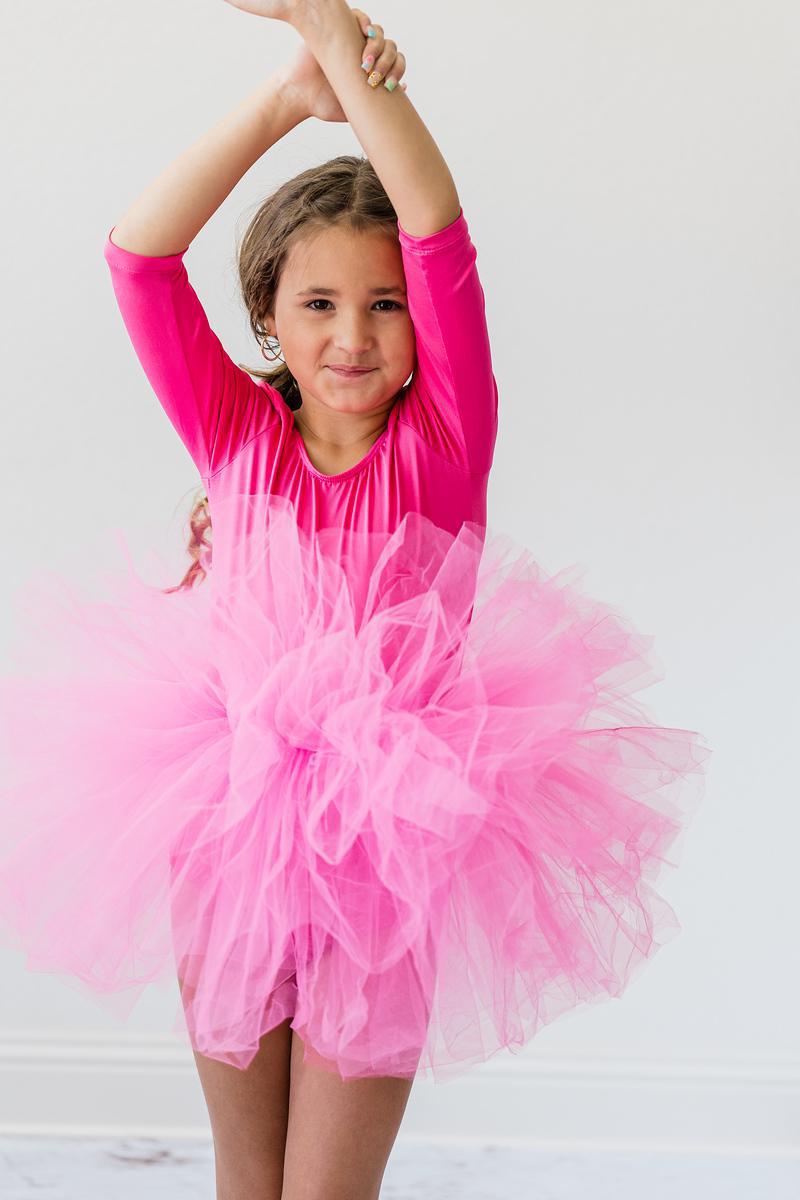 Hot Pink 3/4 Tutu Leotard - 5/6 Hot Pink 3/4 Tutu Leotard - 5/6
