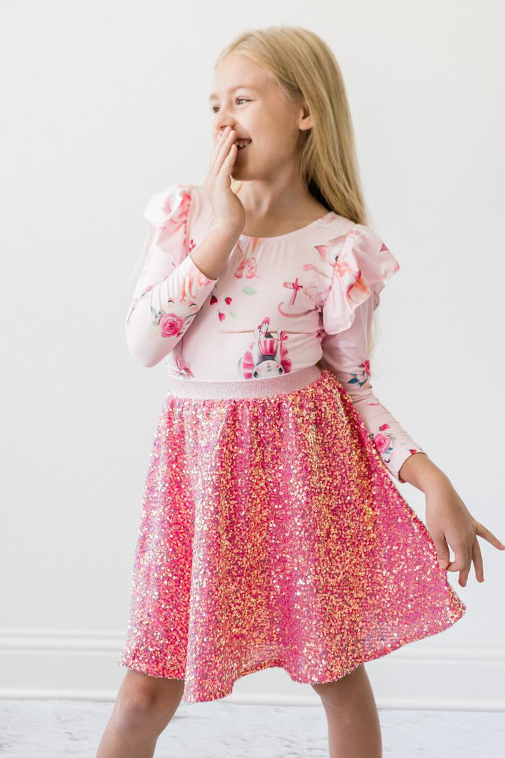 Hot Pink Sequin Twirl Skort-Mila & Rose ®