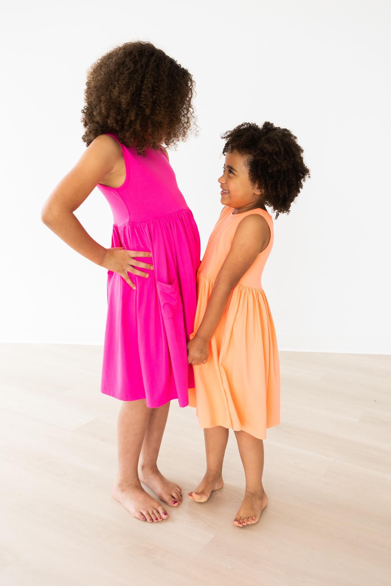 pink tank dresses Girls Soft Cotton Jersey Twirly Tank Dress