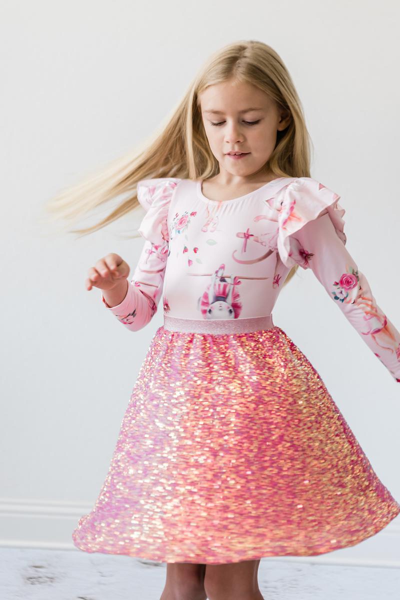 Hot Pink Sequin Twirl Skort-Mila & Rose ®