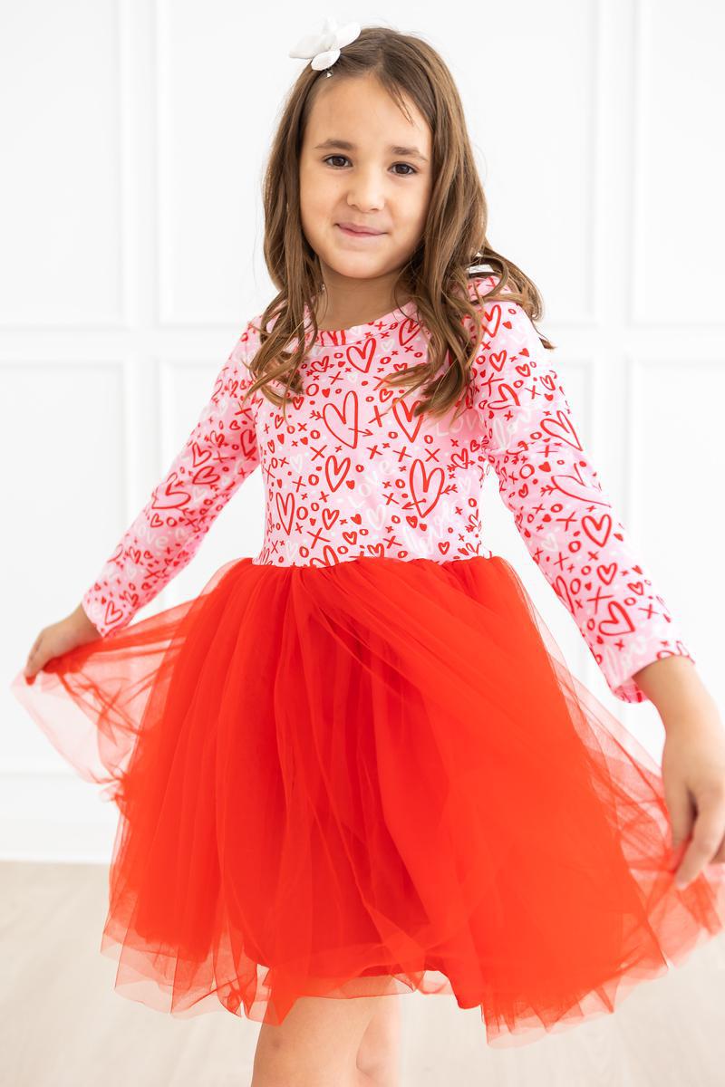 pink and orange tutu dress 3/4 Sleeve Tutu Dress in Orange and Pink Leopard