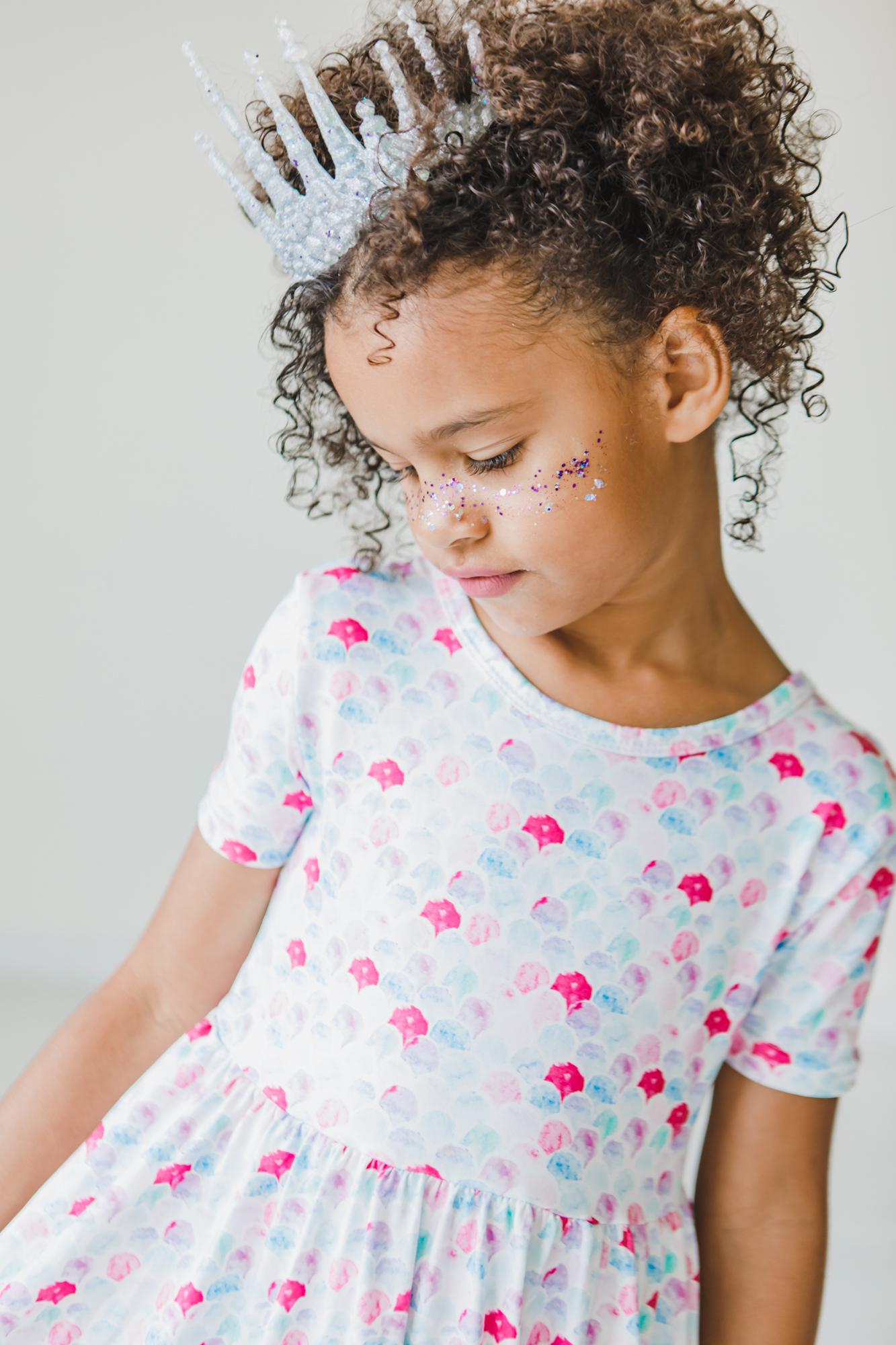 (L) Mermaid Scales S/S Pocket Twirl Dress-Mila & Rose ®