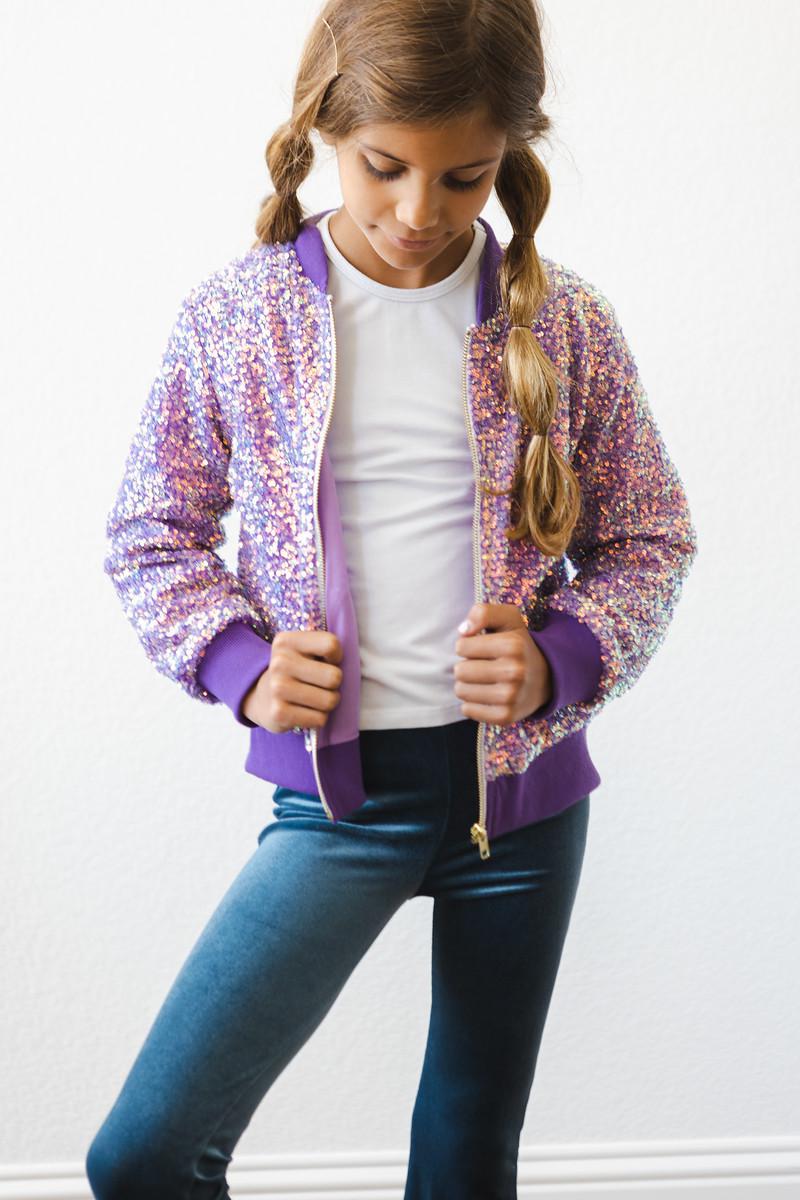 (L) Purple Sequin Jacket-Mila & Rose ®