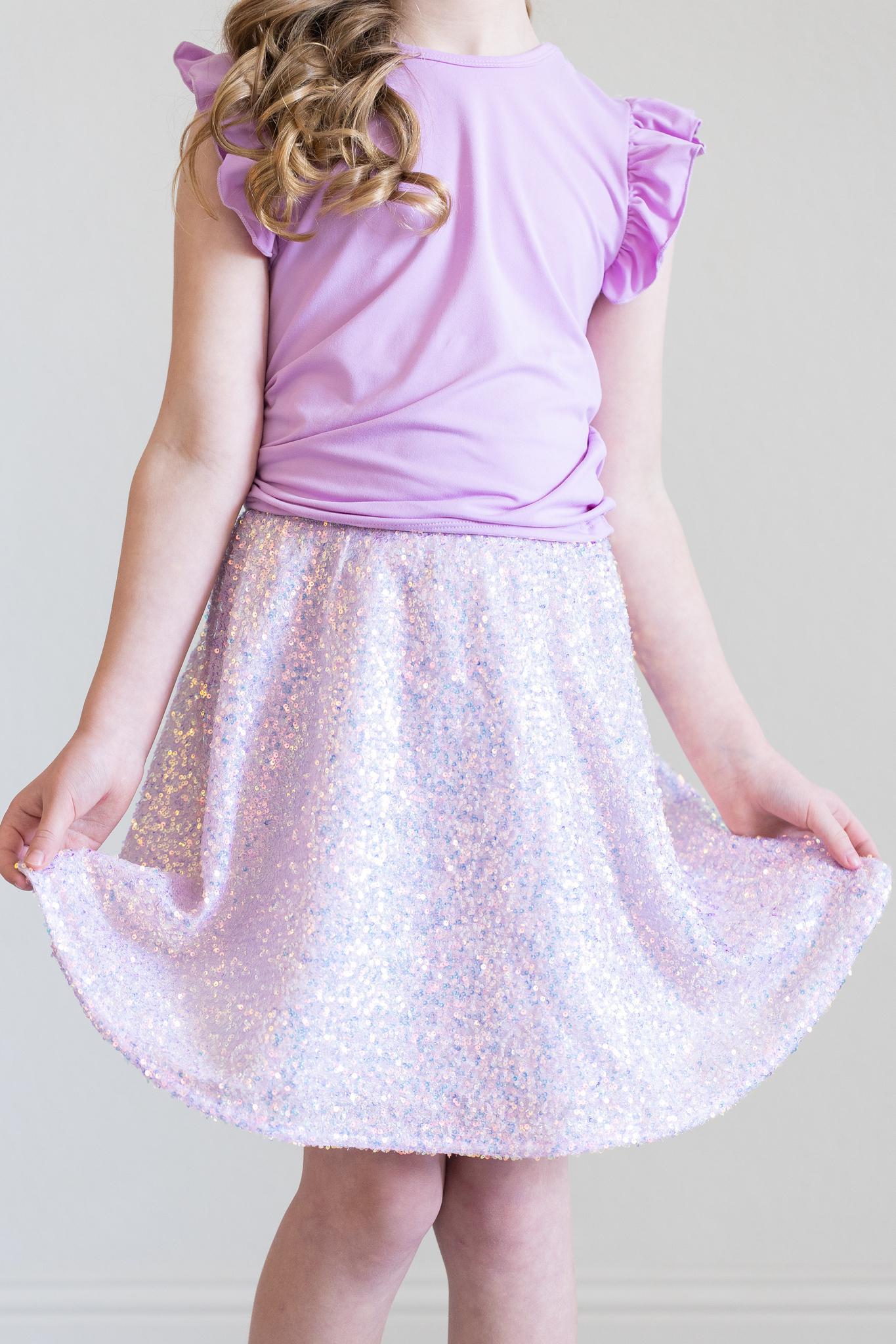 Lavender Sequin Twirl Skort-Mila & Rose ®