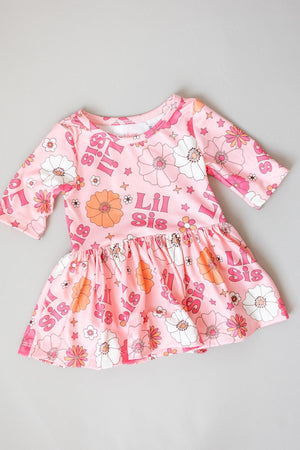 Lil Sis Floral 3/4 Twirl Bodysuit-Mila & Rose ®