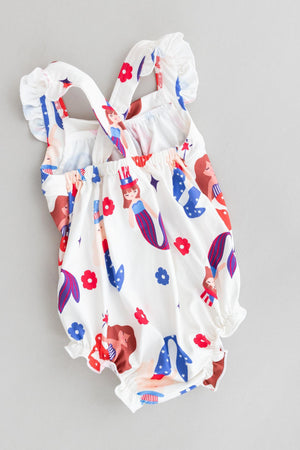 Mer-Made in the USA Ruffle Cross Back Romper-Mila & Rose ®