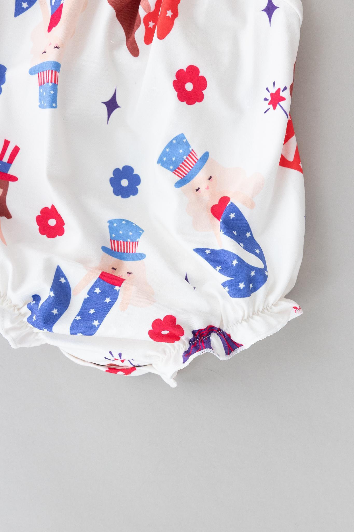 SALE Mer-Made in the USA Ruffle Cross Back Romper-Mila & Rose ®