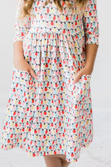 Merry & Bright 3/4 Sleeve Pocket Twirl Dress-Mila & Rose ®