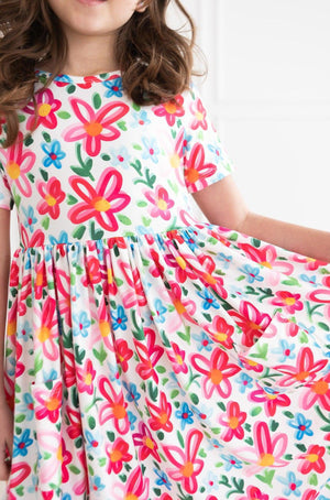 Neon Floral S/S Pocket Twirl Dress-Mila & Rose ®