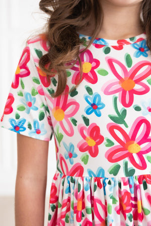 Neon Floral S/S Pocket Twirl Dress-Mila & Rose ®