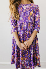 No Bad Days 3/4 Sleeve Pocket Twirl Dress-Mila & Rose ®