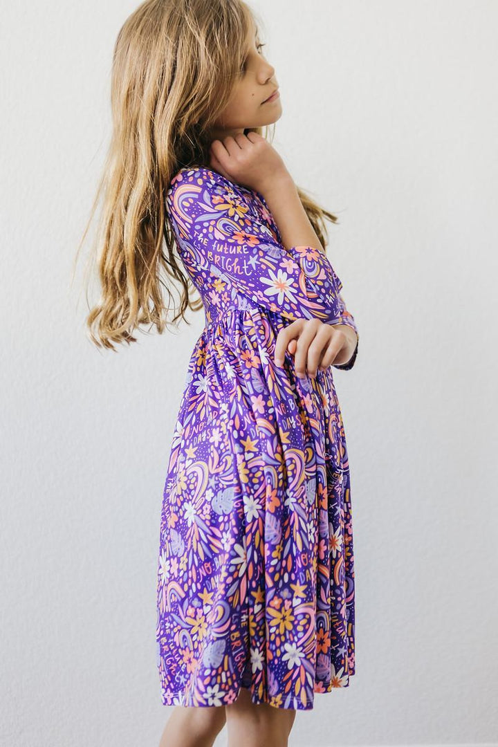 No Bad Days 3/4 Sleeve Pocket Twirl Dress-Mila & Rose ®