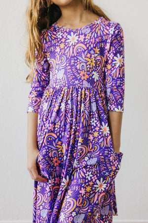 No Bad Days 3/4 Sleeve Pocket Twirl Dress-Mila & Rose ®