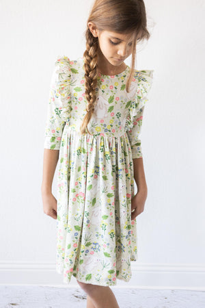 (L) No Bunny Like You 3/4 Sleeve Ruffle Twirl Dress-Mila & Rose ®