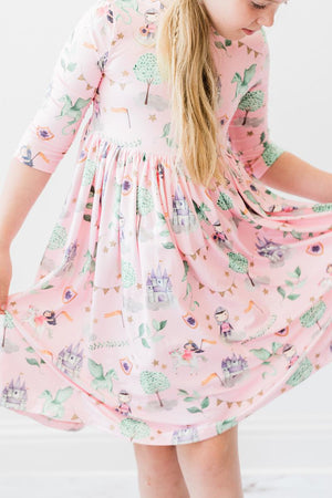 Once Upon a Time 3/4 Sleeve Pocket Twirl Dress-Mila & Rose ®