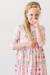 Once Upon a Time 3/4 Sleeve Pocket Twirl Dress-Mila & Rose ®