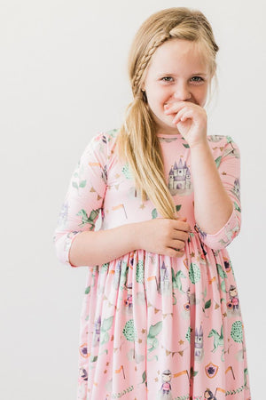 Once Upon a Time 3/4 Sleeve Pocket Twirl Dress-Mila & Rose ®