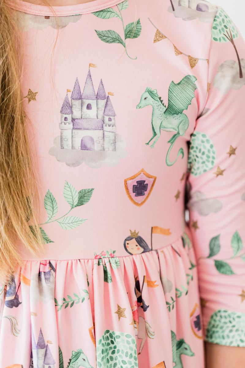 Once Upon a Time 3/4 Sleeve Pocket Twirl Dress-Mila & Rose ®
