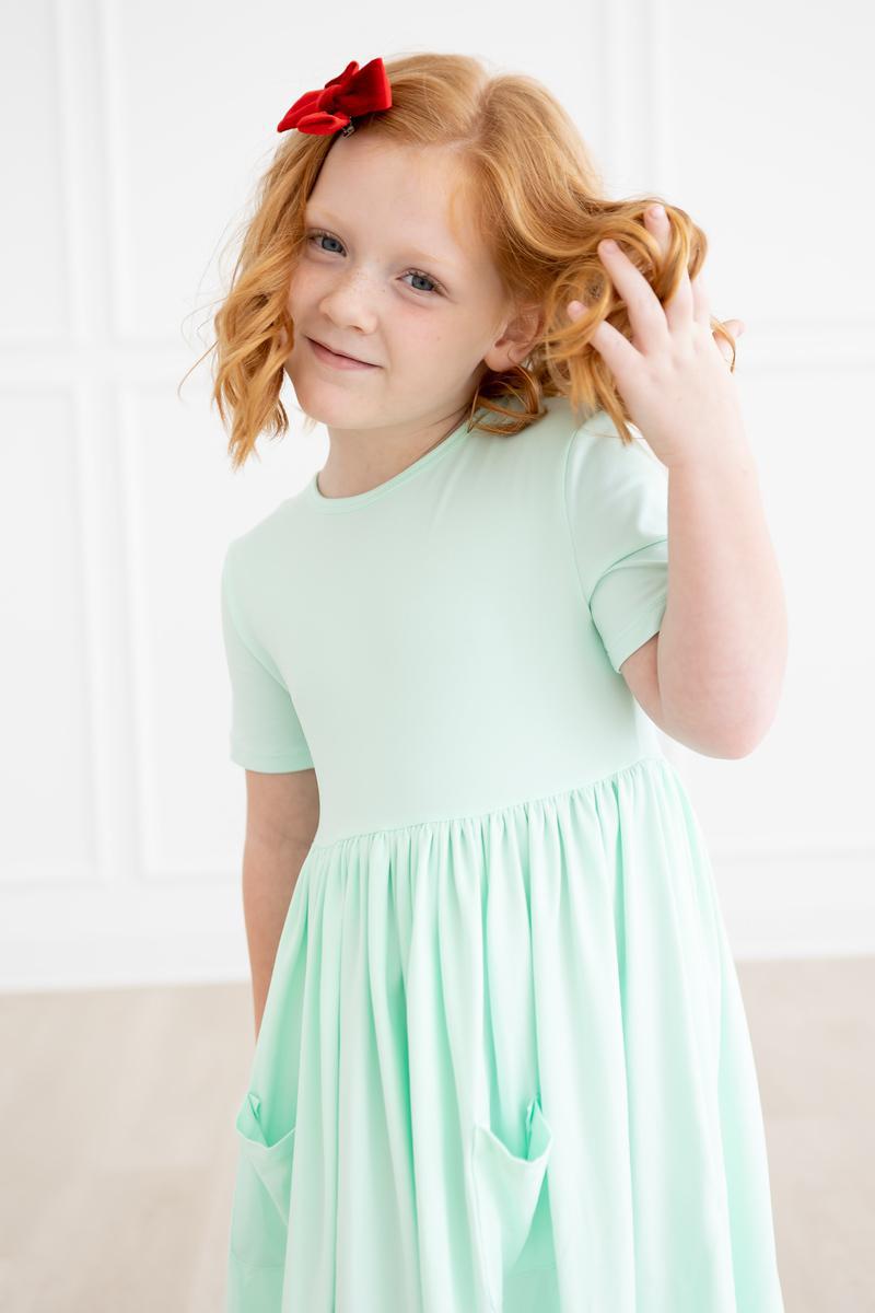 Pastel Green S/S Pocket Twirl Dress | Mila & Rose