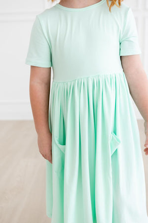 Pastel Green S/S Pocket Twirl Dress-Mila & Rose ®