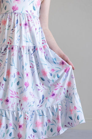 Pastel Wildflowers Ruffle Maxi Dress-Mila & Rose ®