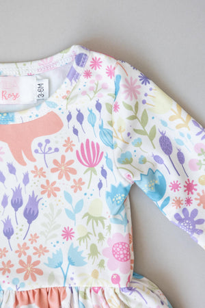 Pastel Floral Bunnies Twirl Bodysuit-Mila & Rose ®