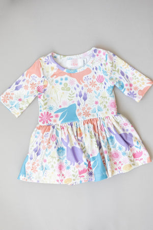 Pastel Floral Bunnies Twirl Bodysuit-Mila & Rose ®