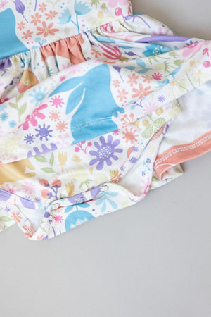 Pastel Floral Bunnies Twirl Bodysuit-Mila & Rose ®